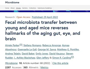 肠道细菌抗衰老最新发现　通过移植肠道细菌或将逆转大脑、肠道和眼睛衰老0