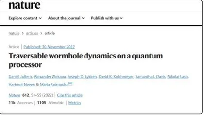 借助量子计算机⾕歌⾸次构造“⾍洞”并实现穿越0