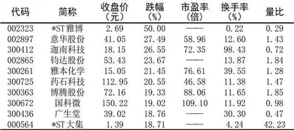 十大涨跌幅、换手、振幅、资金流向1