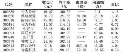 十大涨跌幅、换手、振幅、资金流向2