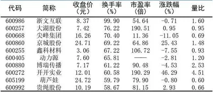 十大涨跌幅、换手、振幅、资金流向7