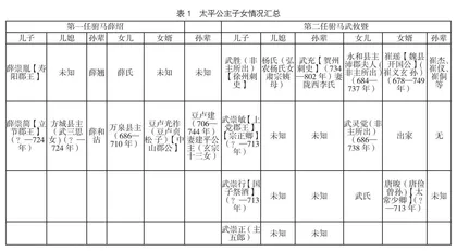 太平公主子女情况的整理和辨析