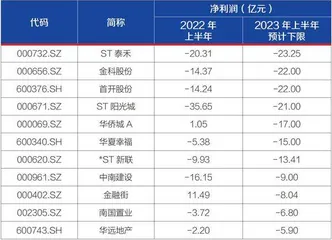 A股房地产公司的上半年1